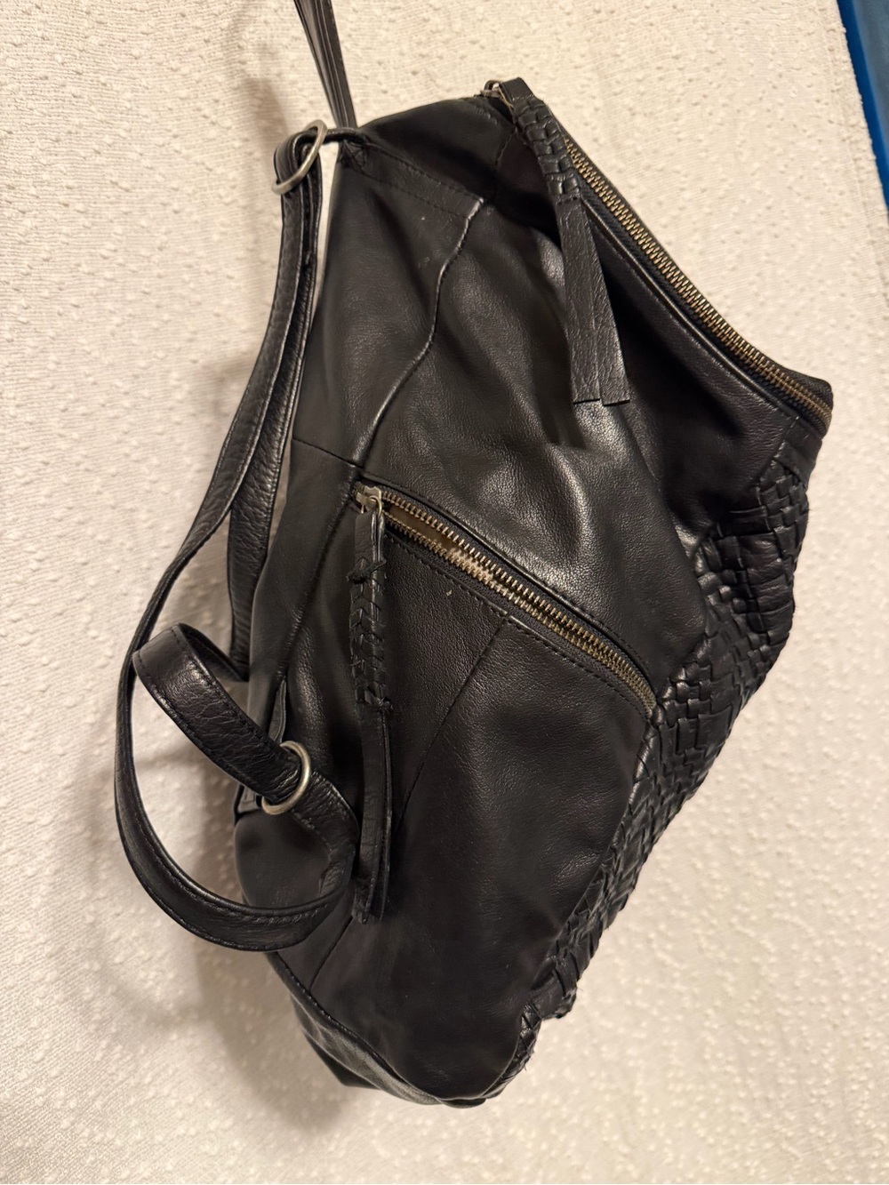 Black Woven Leather Backpack - Sleek Everyday Carry - Picture 4 of 9